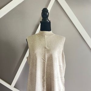 CHICO'S SPARKLE HOLLIE MOCK GOLD LUREX PULLOVER SHELL